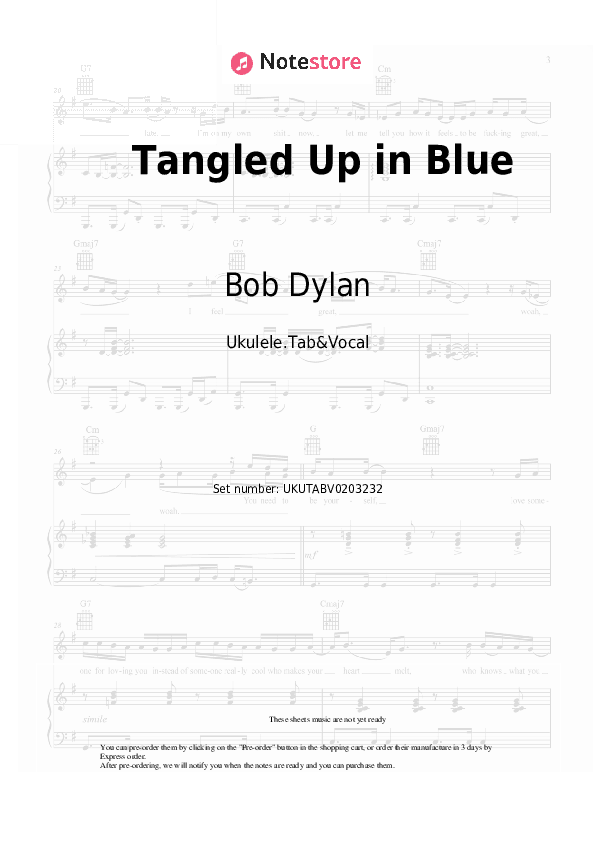Tangled Up in Blue - Bob Dylan Sheet Music - Ukulele.Tab&Vocal