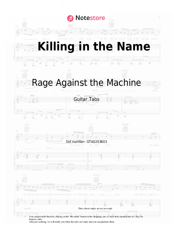 Killing in the Name - Rage Against the Machine Tabs - Guitar.Tabs