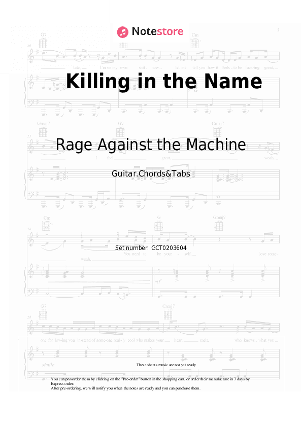 Killing in the Name - Rage Against the Machine Chords and Tabs - Guitar.Chords&Tabs