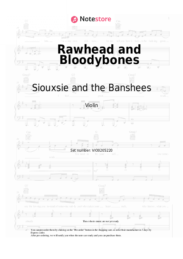 Rawhead and Bloodybones - Siouxsie and the Banshees Violin Sheet Music - Violin