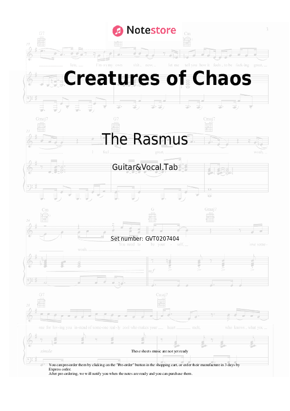 Creatures of Chaos - The Rasmus Chords and Voice - Guitar&Vocal.Tab