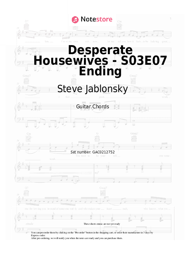 Desperate Housewives - S03E07 Ending - Steve Jablonsky Chords - Guitar.Chords