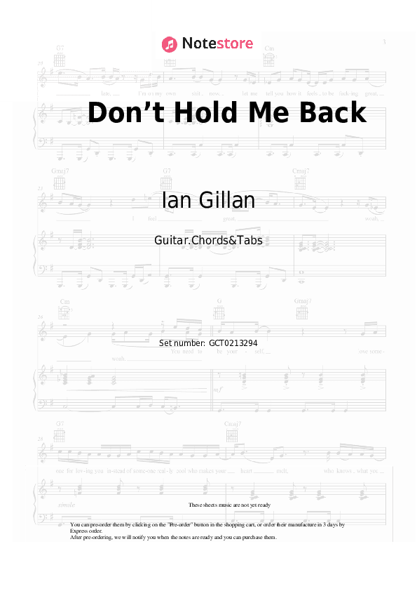 Don’t Hold Me Back - Ian Gillan Chords and Tabs - Guitar.Chords&Tabs