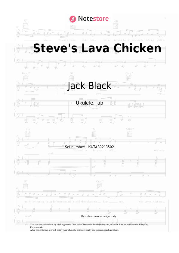 Steve's Lava Chicken (A Minecraft Movie Soundtrack) - Jack Black Sheet Music - Ukulele.Tab