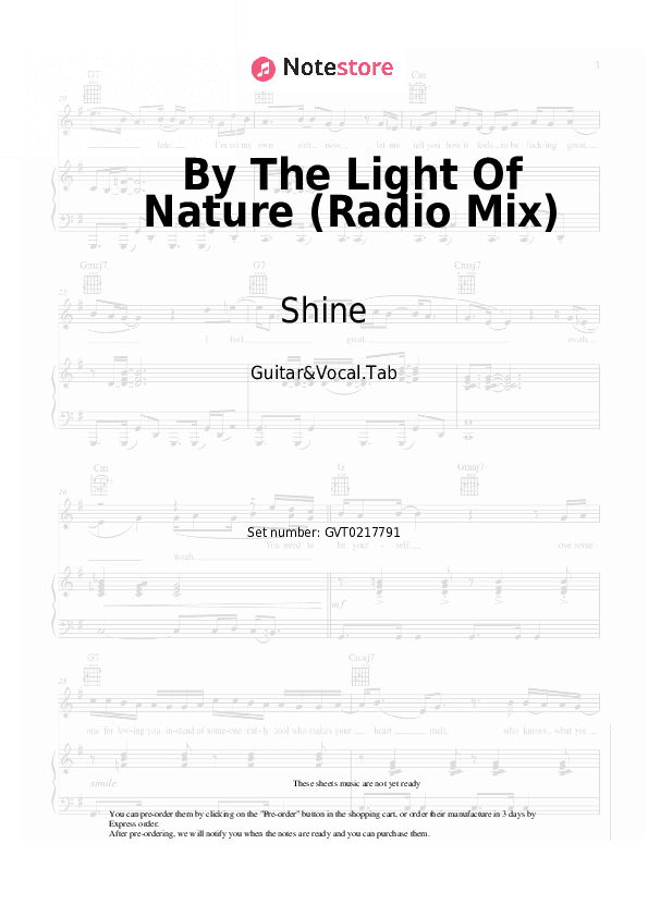 By The Light Of Nature (Radio Mix) - Shine Chords and Voice - Guitar&Vocal.Tab