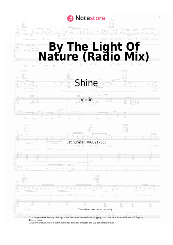 By The Light Of Nature (Radio Mix) - Shine Violin Sheet Music - Violin