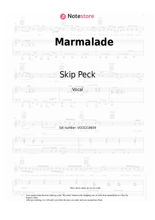 Marmalade - Skip Peck Vocal Sheet Music - Vocal