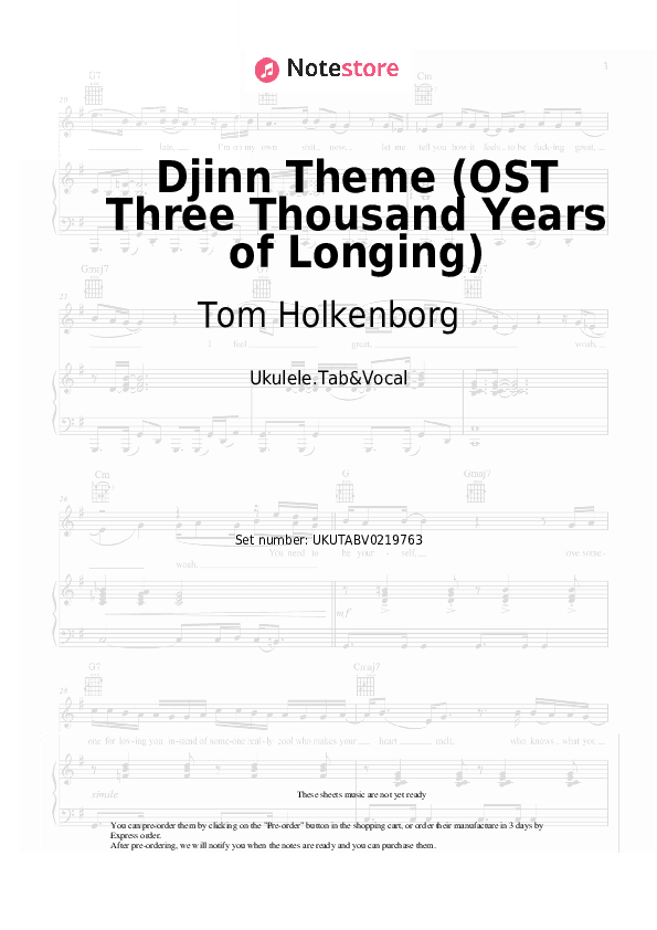Djinn Theme (OST Three Thousand Years of Longing) - Tom Holkenborg Sheet Music - Ukulele.Tab&Vocal