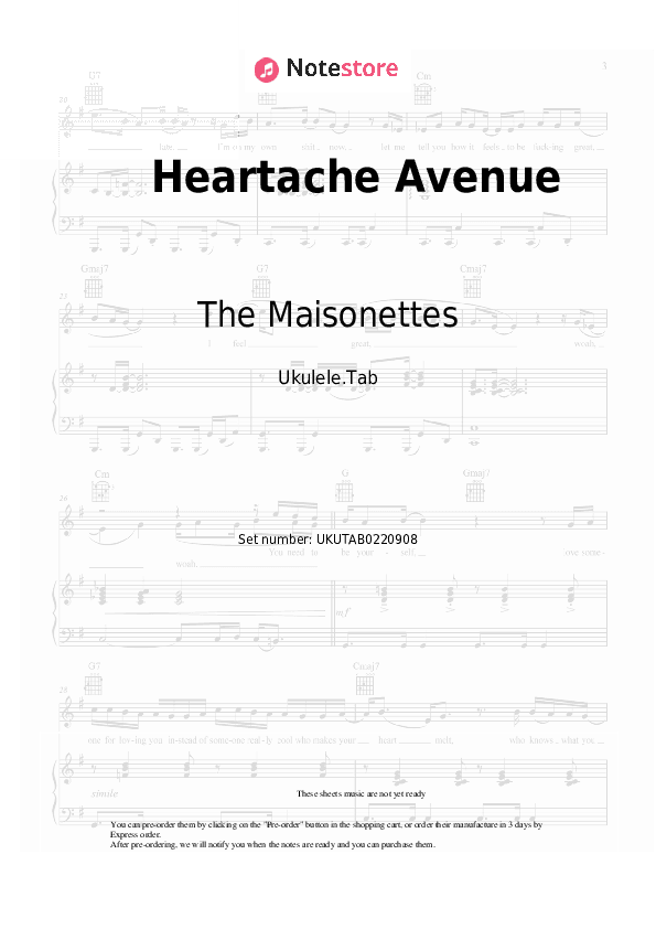 Heartache Avenue - The Maisonettes Sheet Music - Ukulele.Tab