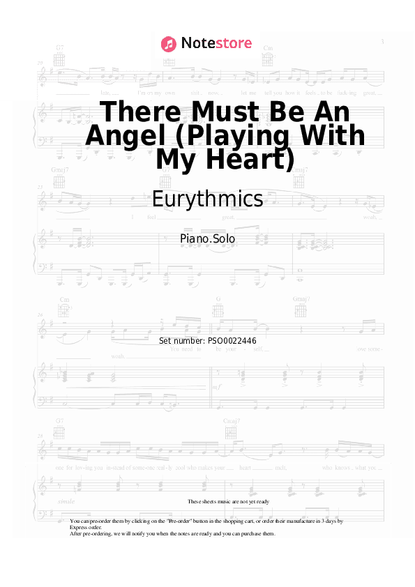 There Must Be An Angel (Playing With My Heart) - Eurythmics Piano Sheet Music - Piano.Solo