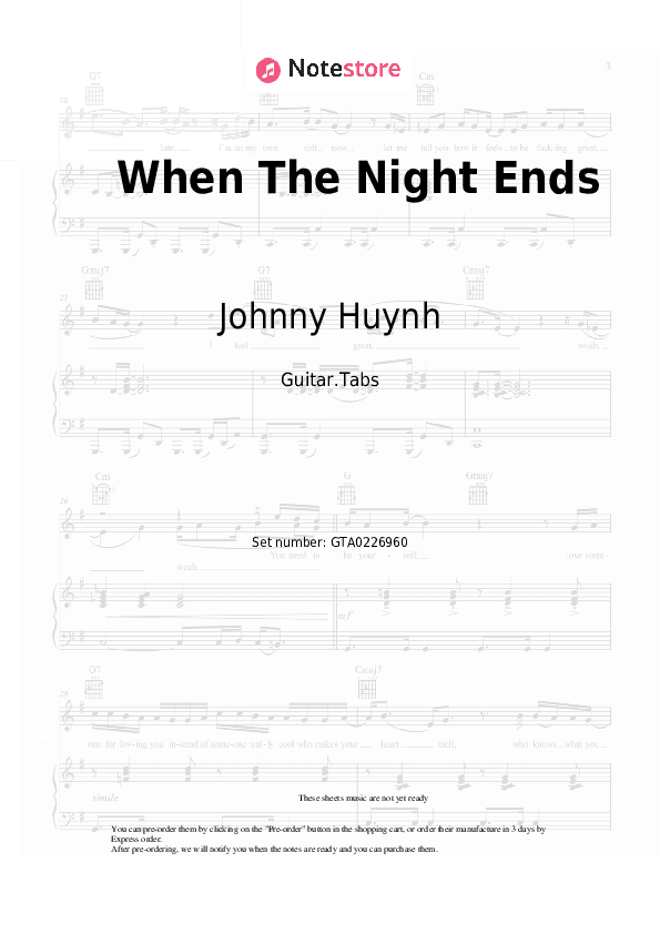 When The Night Ends - Johnny Huynh Tabs - Guitar.Tabs