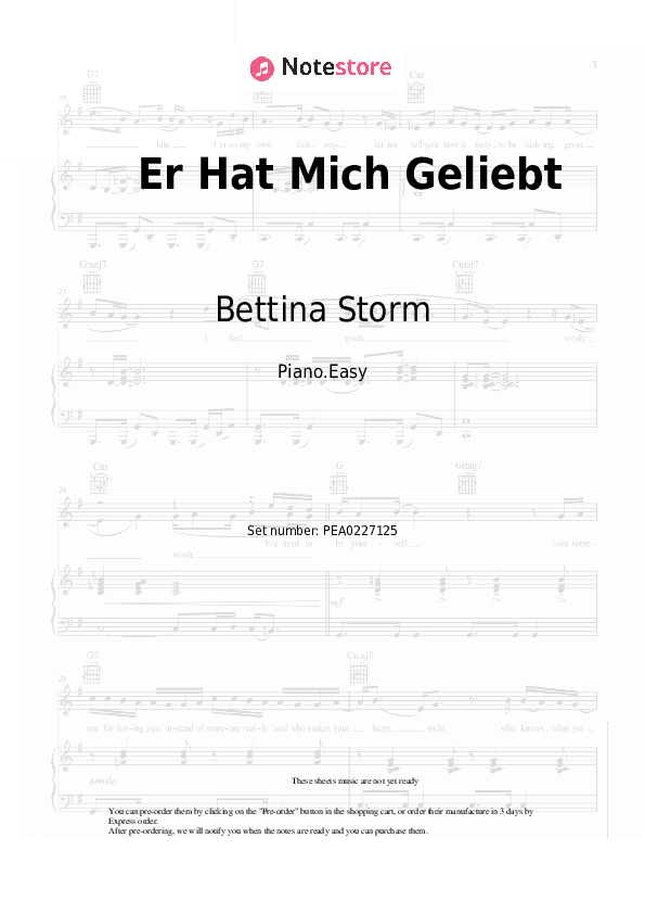 Er Hat Mich Geliebt - Bettina Storm Piano Sheet Music Easy - Piano.Easy