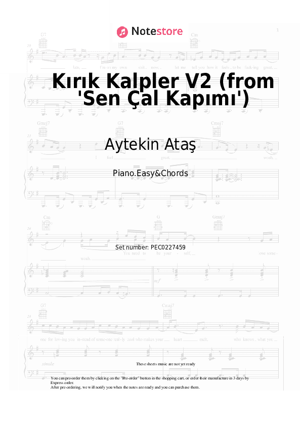 Kırık Kalpler V2 (from 'Sen Çal Kapımı') - Aytekin Ataş Sheet Music Easy and Chords - Piano.Easy&Chords
