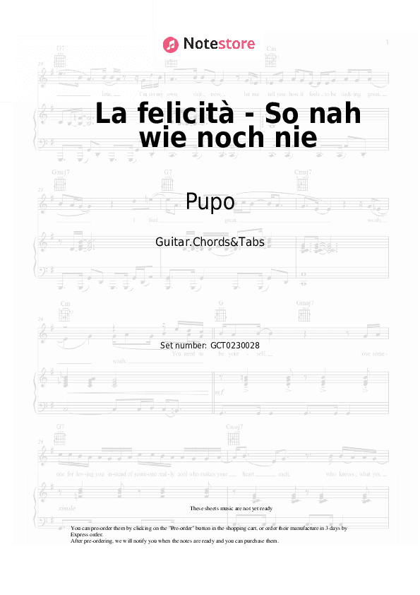 La felicità - So nah wie noch nie - Pupo, Nockis Chords and Tabs - Guitar.Chords&Tabs