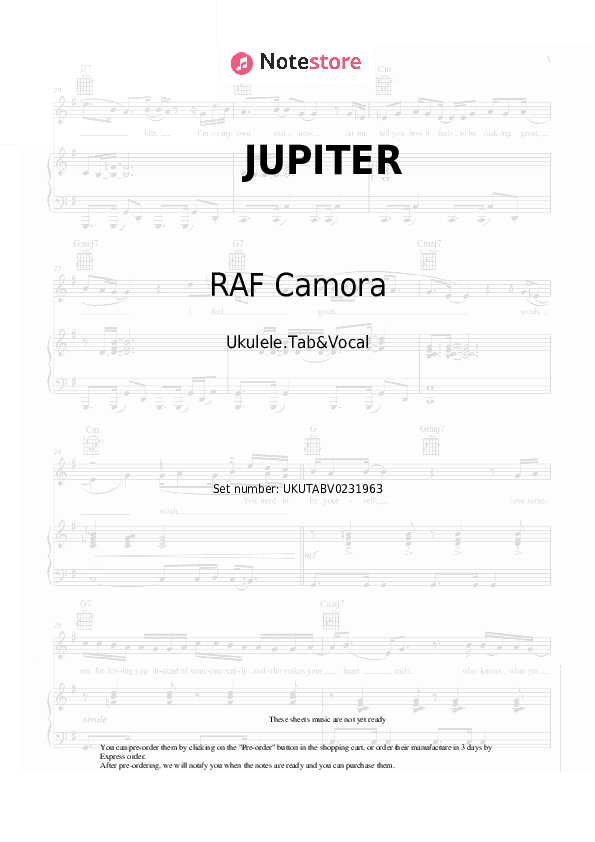 JUPITER - RAF Camora, Apache 207 Sheet Music - Ukulele.Tab&Vocal