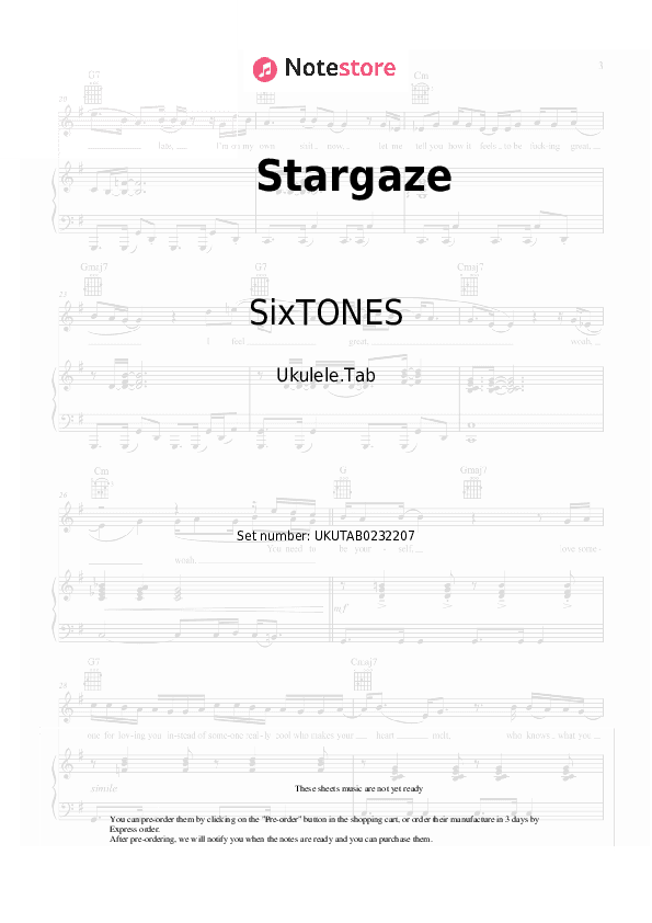 Stargaze - SixTONES Sheet Music - Ukulele.Tab