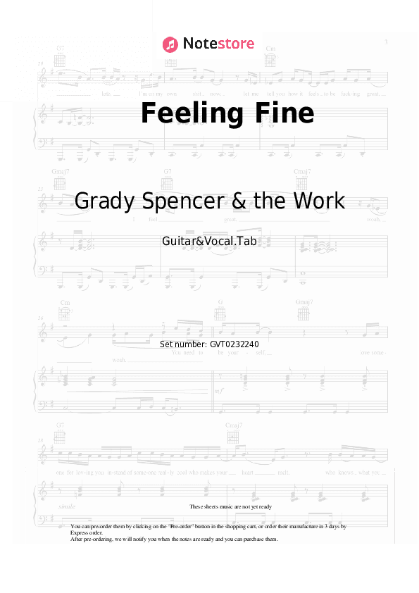 Feeling Fine - Grady Spencer & the Work Chords and Voice - Guitar&Vocal.Tab