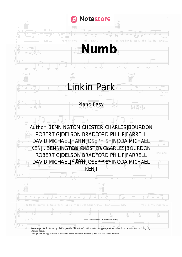 Numb - Linkin Park Piano Sheet Music Easy - Piano.Easy