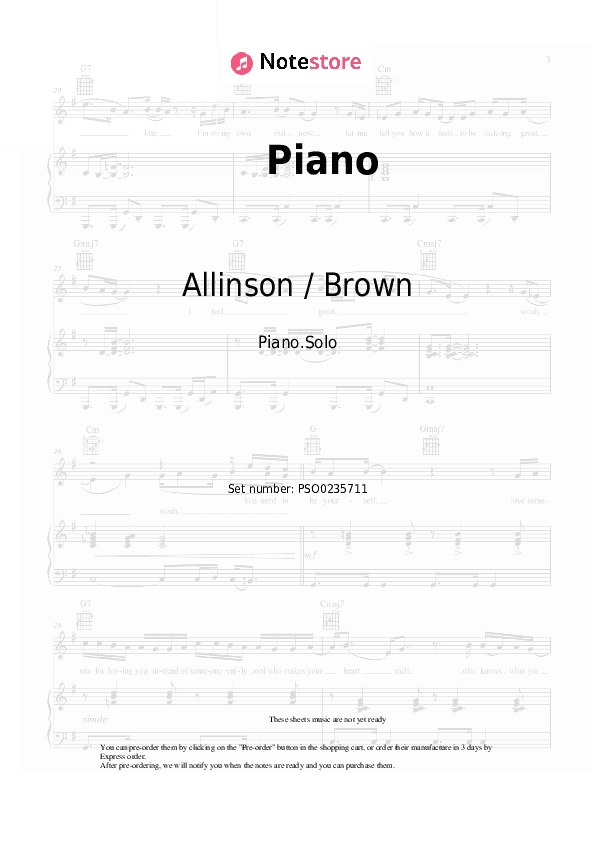 Piano - Allinson / Brown Piano Sheet Music - Piano.Solo