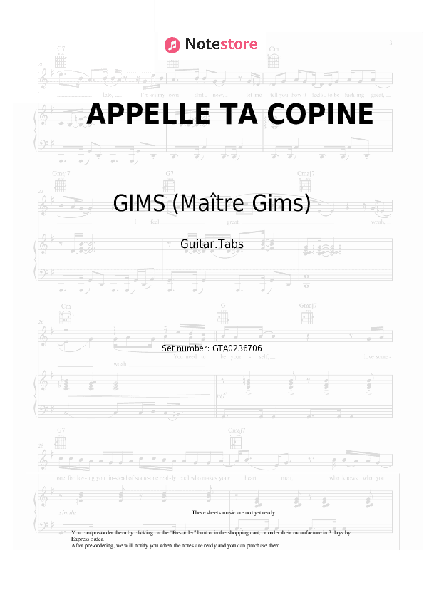 APPELLE TA COPINE - GIMS (Maître Gims) Tabs - Guitar.Tabs