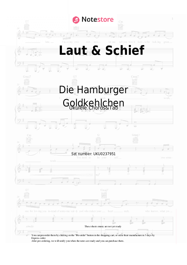 Laut & Schief - Die Hamburger Goldkehlchen Ukulele Sheet Music - Ukulele.Chords&Tab