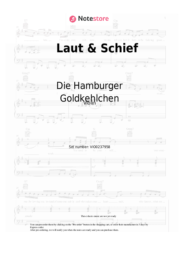 Laut & Schief - Die Hamburger Goldkehlchen Violin Sheet Music - Violin