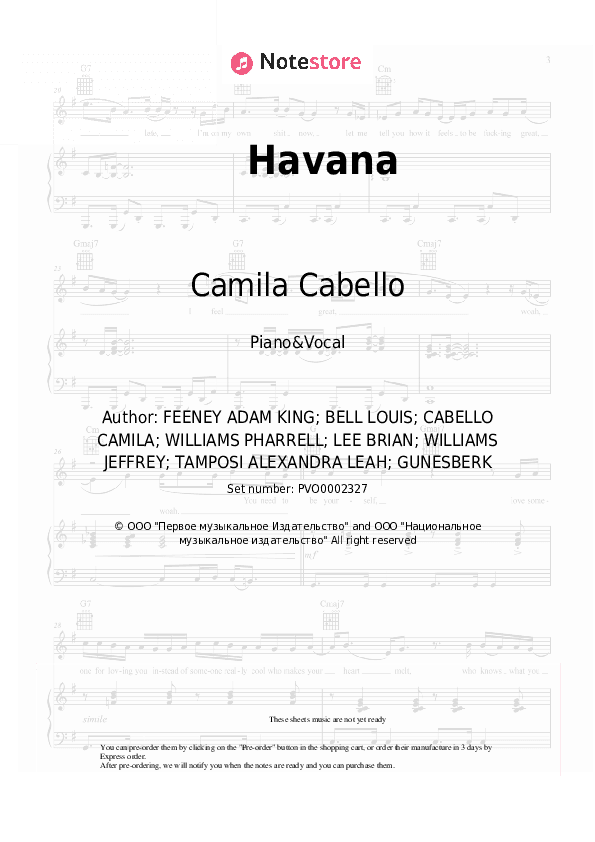Havana - Camila Cabello, Young Thug Piano Sheet Music with the Voice part - Piano&Vocal