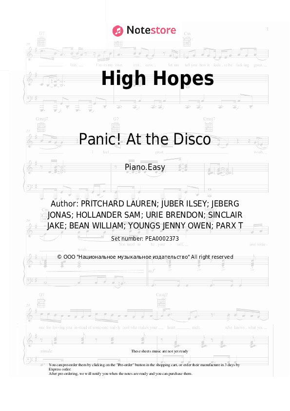 High Hopes - Panic! At the Disco Piano Sheet Music Easy - Piano.Easy