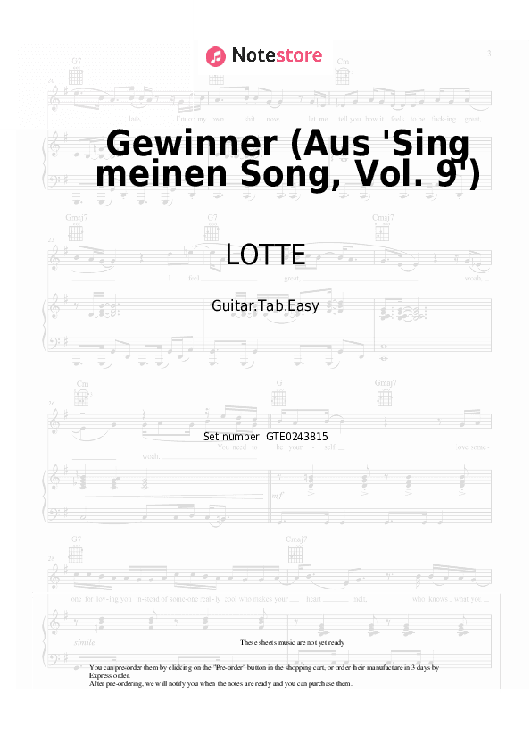 Gewinner (Aus 'Sing meinen Song, Vol. 9') - LOTTE Tabs Easy - Guitar.Tab.Easy