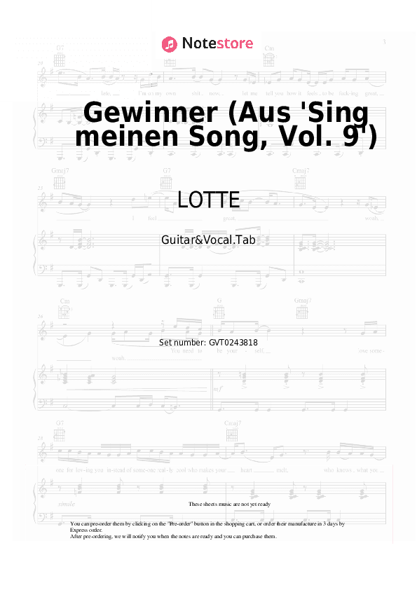 Gewinner (Aus 'Sing meinen Song, Vol. 9') - LOTTE Chords and Voice - Guitar&Vocal.Tab