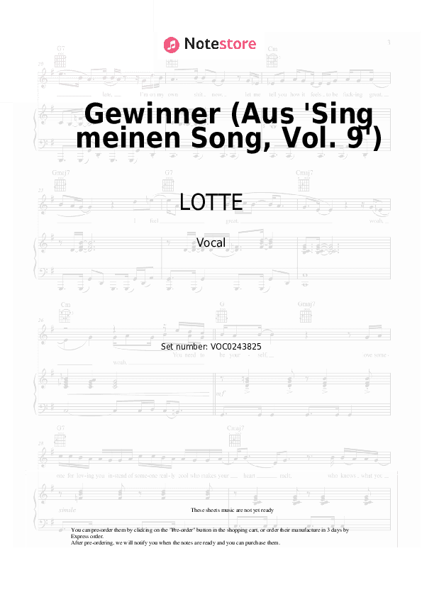 Gewinner (Aus 'Sing meinen Song, Vol. 9') - LOTTE Vocal Sheet Music - Vocal