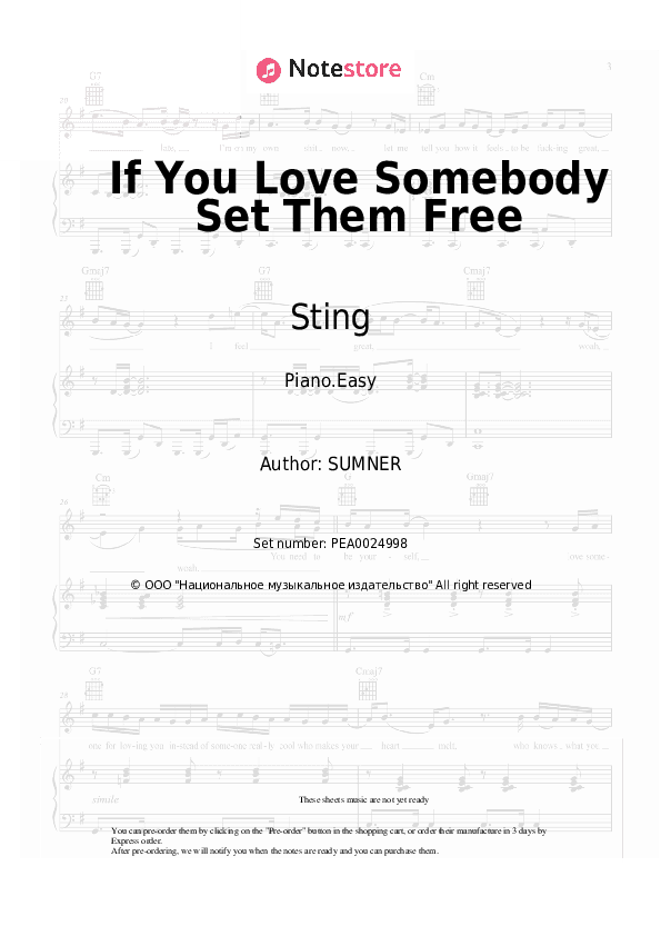 If You Love Somebody Set Them Free - Sting Piano Sheet Music Easy - Piano.Easy