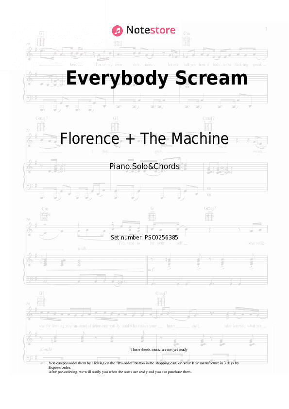 Everybody Scream - Florence + The Machine Piano Sheet Music and Chords - Piano.Solo&Chords