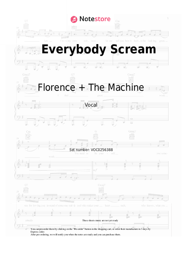 Everybody Scream - Florence + The Machine Vocal Sheet Music - Vocal