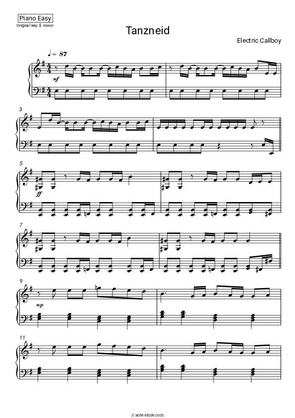 TANZNEID - Electric Callboy Piano Sheet Music Easy - Piano.Easy