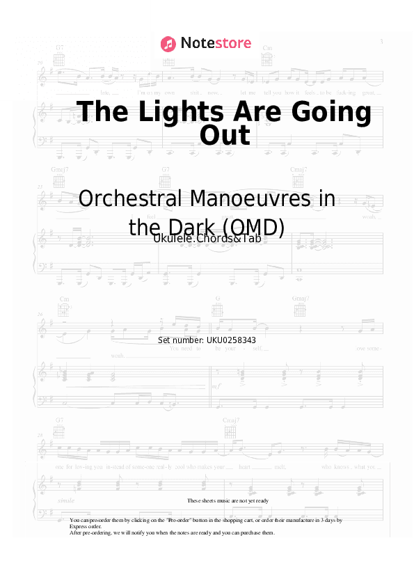 The Lights Are Going Out - Orchestral Manoeuvres in the Dark (OMD) Ukulele Sheet Music - Ukulele.Chords&Tab