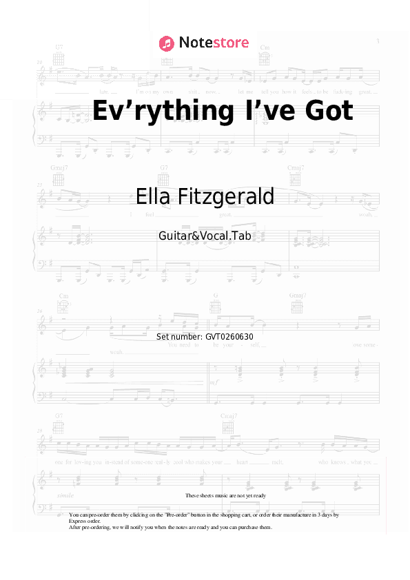 Ev’rything I’ve Got - Ella Fitzgerald Chords and Voice - Guitar&Vocal.Tab