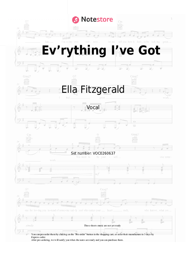 Ev’rything I’ve Got - Ella Fitzgerald Vocal Sheet Music - Vocal