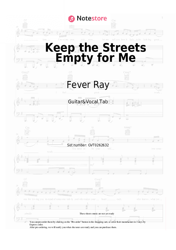 Keep the Streets Empty for Me - Fever Ray, Cecilia Nordlund Chords and Voice - Guitar&Vocal.Tab