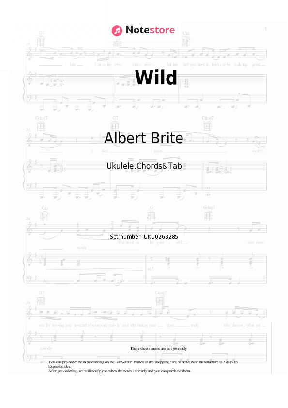 Wild - Albert Brite Ukulele Sheet Music - Ukulele.Chords&Tab