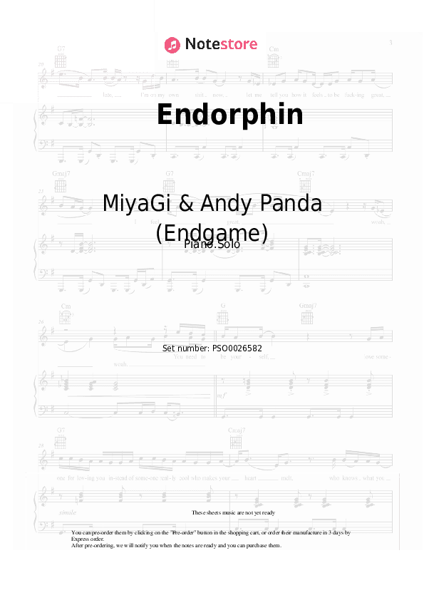 Endorphin - MiyaGi & Andy Panda (Endgame) Piano Sheet Music - Piano.Solo