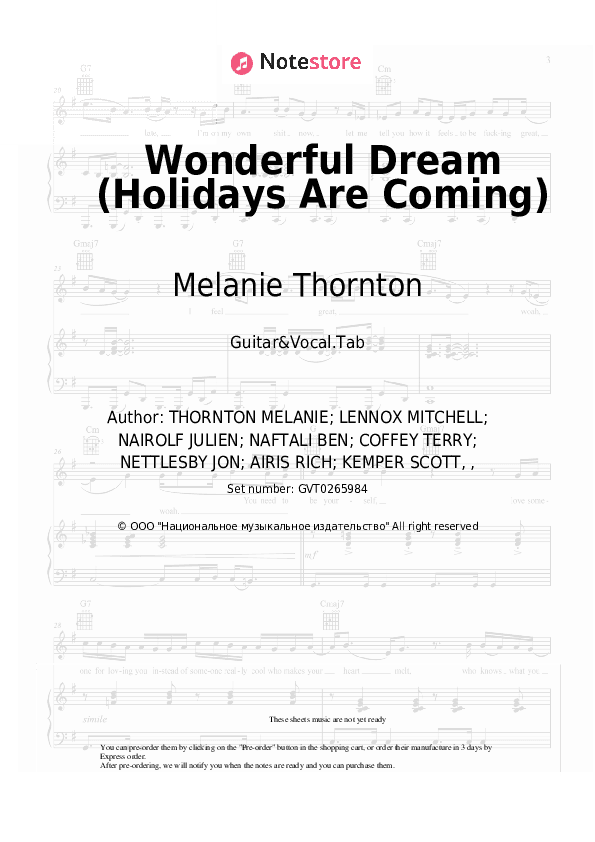 Wonderful Dream (Holidays Are Coming) - Melanie Thornton Chords and Voice - Guitar&Vocal.Tab