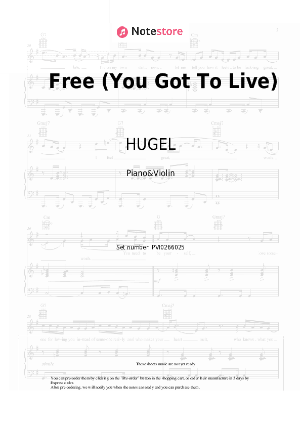 Free (You Got To Live) - HUGEL, Ultra Naté Piano Sheet Music and Violin - Piano&Violin