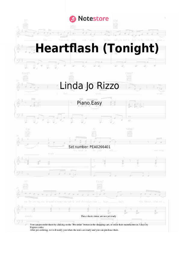 Heartflash (Tonight) - Linda Jo Rizzo Piano Sheet Music Easy - Piano.Easy