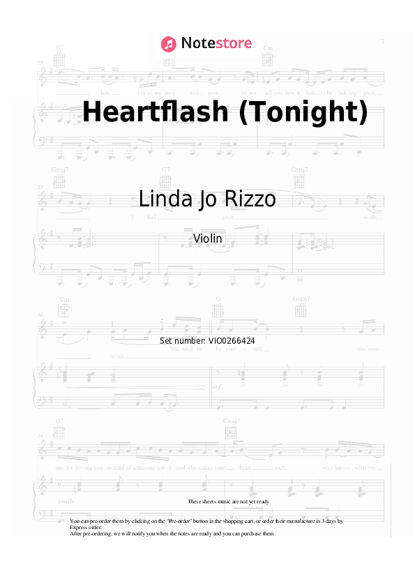 Heartflash (Tonight) - Linda Jo Rizzo Violin Sheet Music - Violin