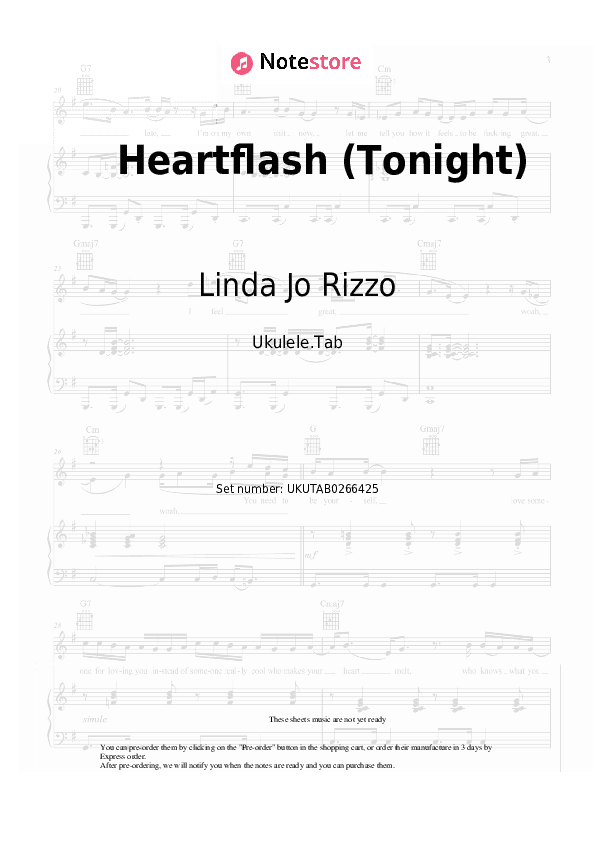Heartflash (Tonight) - Linda Jo Rizzo Sheet Music - Ukulele.Tab