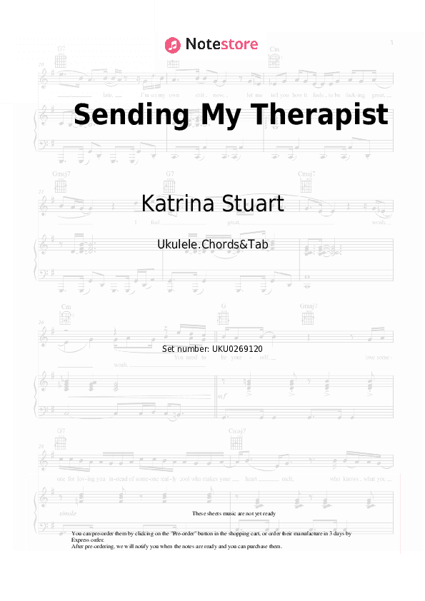 Sending My Therapist - Katrina Stuart Ukulele Sheet Music - Ukulele.Chords&Tab