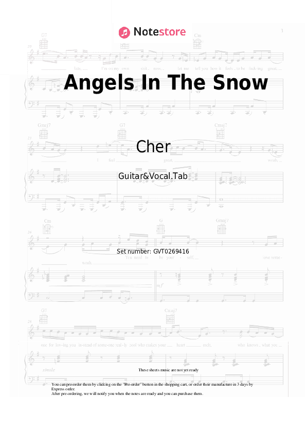 Angels In The Snow - Cher Chords and Voice - Guitar&Vocal.Tab