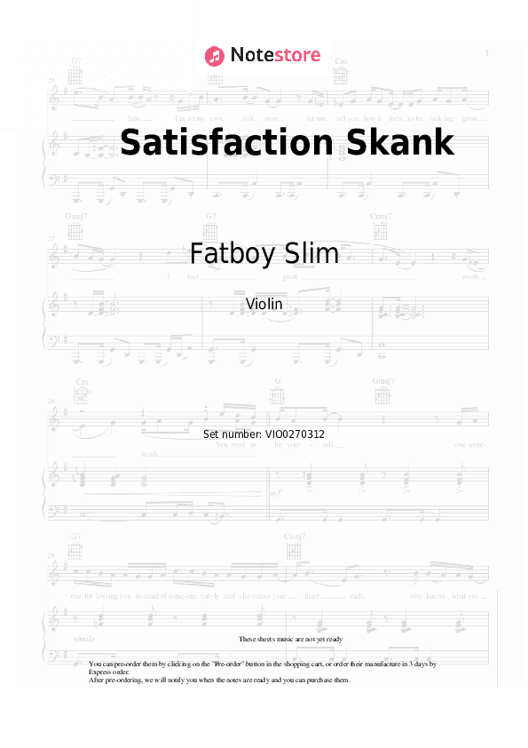 Satisfaction Skank - Fatboy Slim, The Rolling Stones Violin Sheet Music - Violin