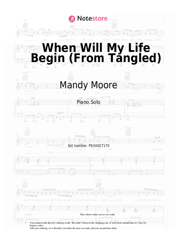 When Will My Life Begin (From Tangled) - Mandy Moore Piano Sheet Music - Piano.Solo